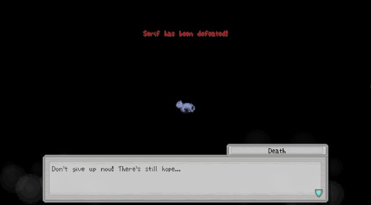 My character's untimely defeat.